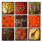 Hand-painted Animal Oil Painting with Stretched Frame - Set of 9 