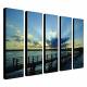 Hand Painted Oil Painting Landscape Sea Bridge Set of 5 with Stretched Frame 1307-LS0111 