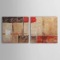 Hand-painted Abstract Oil Painting with Stretched Frame - Set of 2 