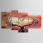 Hand-painted Abstract Oil Painting with Stretched Frame - Set of 4 