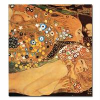 Hand-painted People Oil Painting with Stretched Frame 24 x 24 by Gustav Klimt 