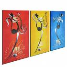 Hand-painted Animals Oil Painting with Stretched Frame - Set of 3 