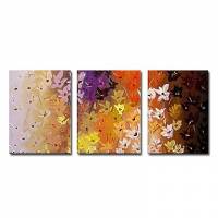 Hand-painted Floral Oil Painting with Stretched Frame - Set of 3 