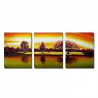 Hand-painted Landscape Oil Painting with Stretched Frame - Set of 3 