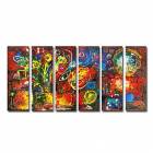 Hand-painted Abstract Oil Painting with Stretched Frame - Set of 6 