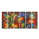 Hand-painted Abstract Oil Painting with Stretched Frame - Set of 6 