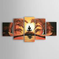 Hand-painted Landscape Oil Painting with Stretched Frame - Set of 5 