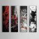 Hand-painted Abstract Oil Painting with Stretched Frame - Set of 4 