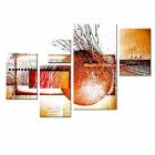 Hand-painted Abstract Oil Painting with Stretched Frame - Set of 5 