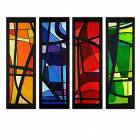Hand-painted Abstract Oil Painting with Stretched Frame - Set of 4 