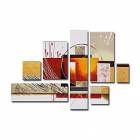 Hand-painted Abstract Oil Painting with Stretched Frame - Set of 8 