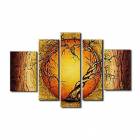 Hand-painted Abstract Oil Painting with Stretched Frame - Set of 5 