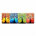Hand-painted Floral Oil Painting with Stretched Frame - Set of 4 
