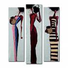 Hand-painted People Oil Painting with Stretched Frame - Set of 3 