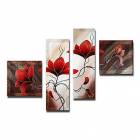 Hand-painted Floral Oil Painting with Stretched Frame - Set of 4 