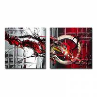 Hand-painted Abstract Oil Painting with Stretched Frame - Set of 2 