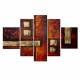 Hand-painted Abstract Oil Painting with Stretched Frame - Set of 5 