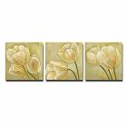 Hand-painted Floral Oil Painting with Stretched Frame - Set of 3 