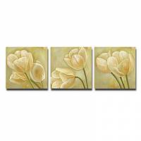 Hand-painted Floral Oil Painting with Stretched Frame - Set of 3 