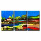 Hand-painted Landscape Oil Painting with Stretched Frame - Set of 3 