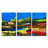 Hand-painted Landscape Oil Painting with Stretched Frame - Set of 3 