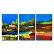 Hand-painted Landscape Oil Painting with Stretched Frame - Set of 3 