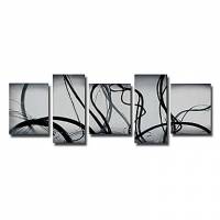 Hand-painted Abstract Oil Painting with Stretched Frame - Set of 5 