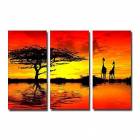 Hand-painted Landscape Oil Painting with Stretched Frame - Set of 3 