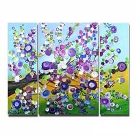 Hand-painted Floral Oil Painting with Stretched Frame - Set of 3 