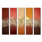 Hand-painted Abstract Oil Painting with Stretched Frame - Set of 5 